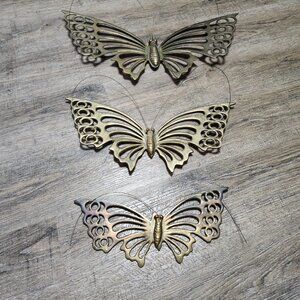 Vintage wall hanging brass butterflies 20",16",12"